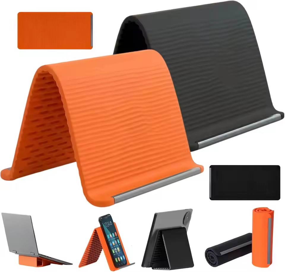 Laptop Stand - ขาตั้งโทรศัพท์แบบพกพา ซิลิโคนสำหรับวางบนโต๊ะ ขาตั้งแท็บเล็ตและแล็ปท็อป ดีไซน์สร้างสรรค์ พับเก็บได้ อุปกรณ์เสริมสำหรับการเดินทาง